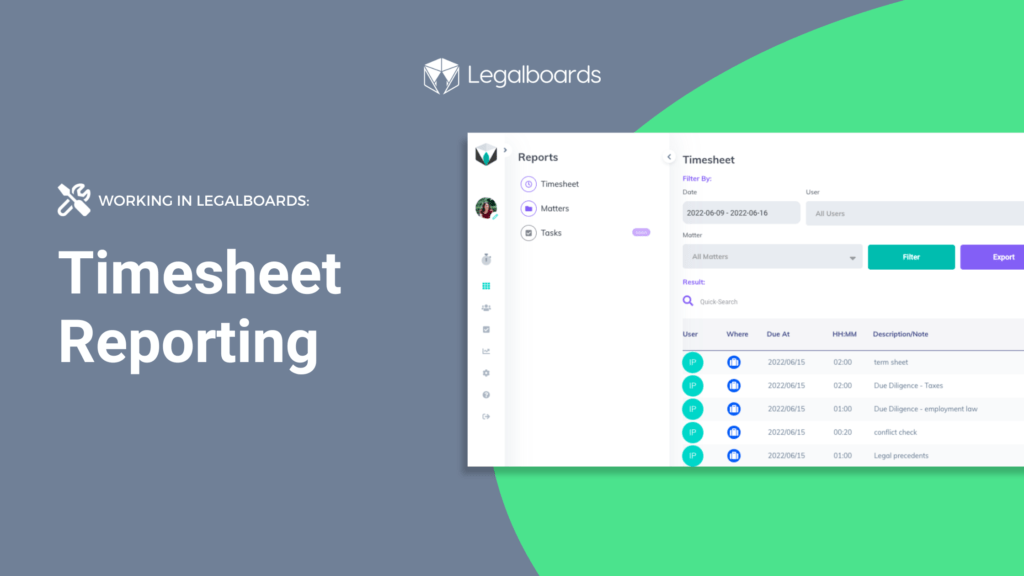 Working in Legalboards: Timesheet Reporting Guide
